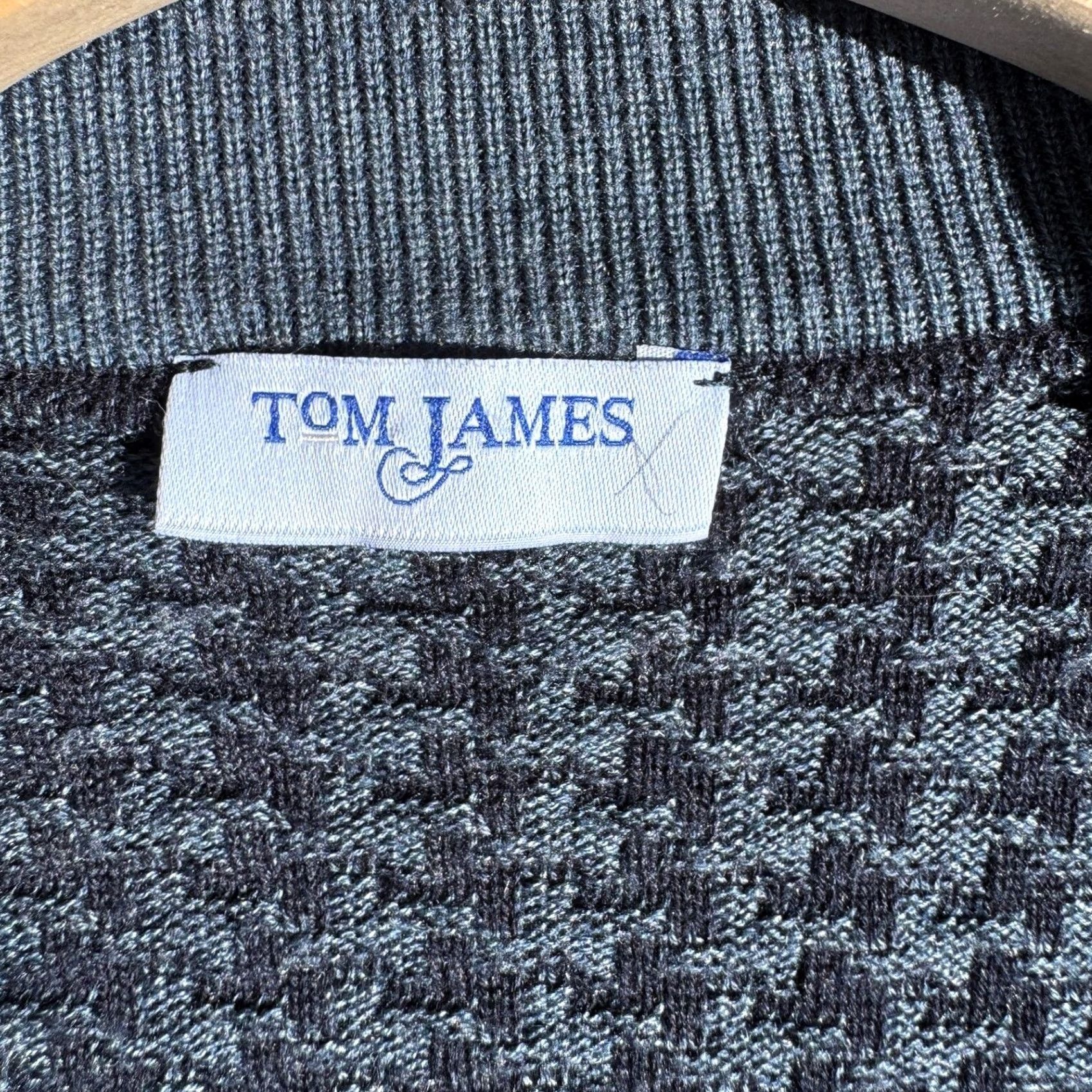 Vintage Tom James Blue Quarter Zip Pullover Sweater Textured Knit Cotton Blend Mens M/L Size US M / EU 48-50 / 2 - 3 Thumbnail