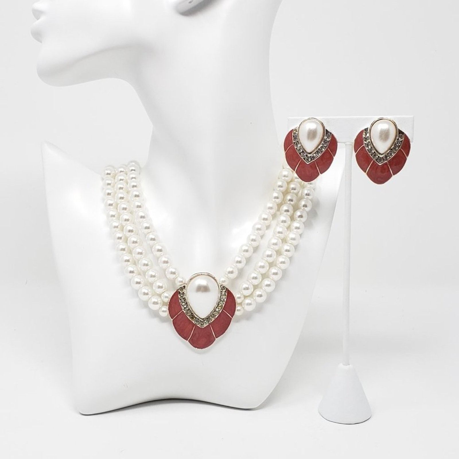 Other Faux Pearl & Enamel Layered Necklace Set Size ONE SIZE - 2 Thumbnail