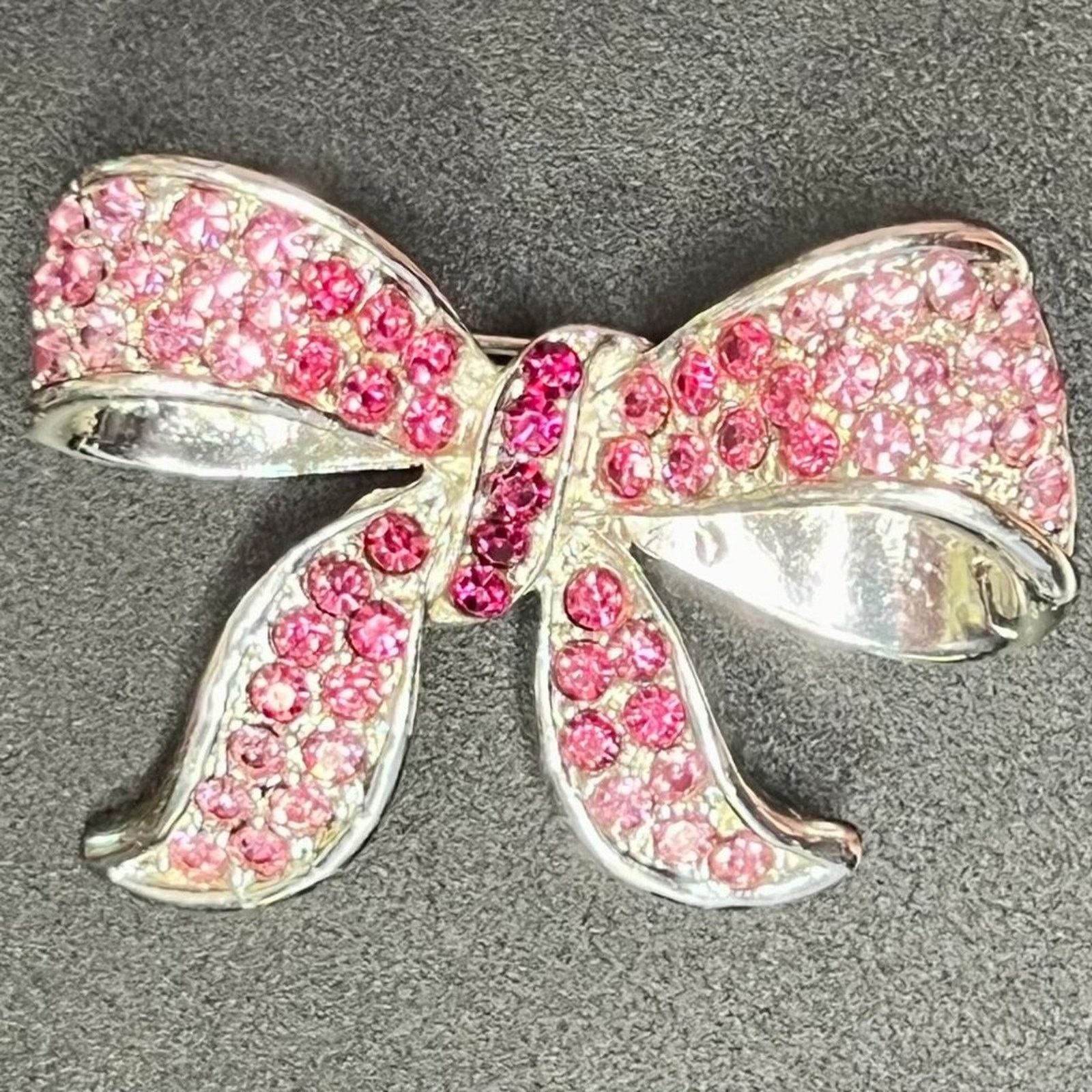 & Other Stories Silvertone Pink Rhinestone ribbon brooch, PD mark, 2 x 1.5” Size ONE SIZE - 1 Preview