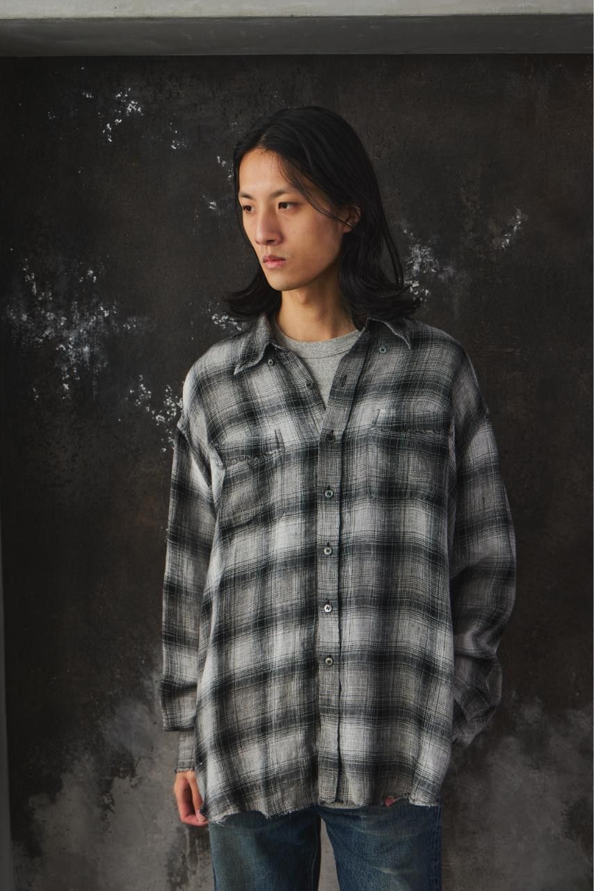 Other Name. Ombre Plaid Shirt Frayed Hem Linen Checked Shirt Size US S / EU 44-46 / 1 - 2 Thumbnail