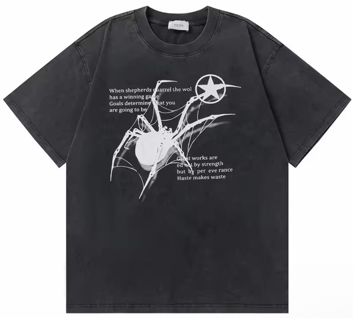 Japanese Brand Streetwear Y2K Vintage Spider Star Print Washed T-Shirt Punk Size US S / EU 44-46 / 1 - 1 Thumbnail