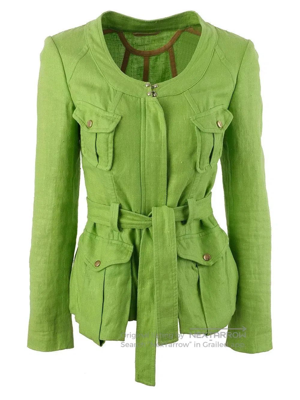 Versace Vintage Green Linen Jacket by Versace. Size S / US 4 / IT 40 - 1 Thumbnail