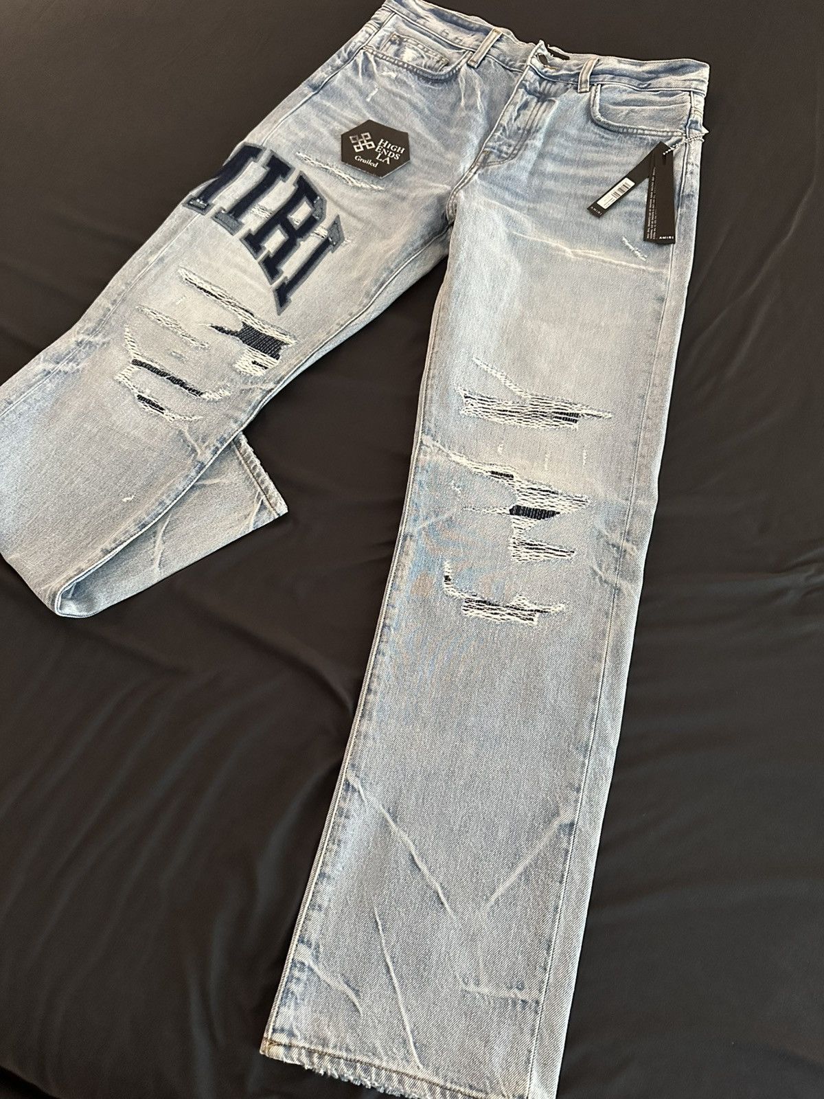 Amiri Amiri Varsity Logo Repair Straight Jeans Size US 30 / EU 46 - 4 Thumbnail