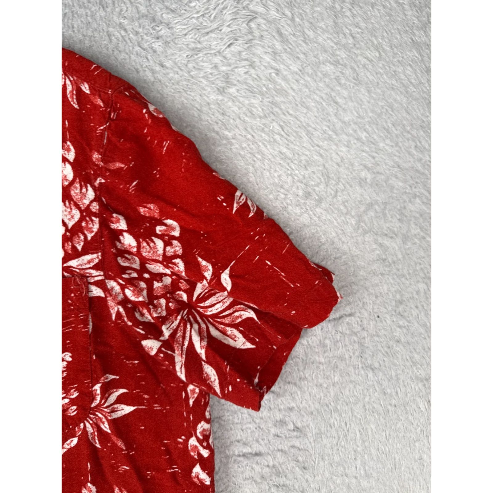 George George Shirt Adult Medium Red Pineapple Floral Button Up Hawaiian 100% Rayon - Men, Floral, Hawaiian, Button-Up, Short Sleeve, Viscose, George Size US M / EU 48-50 / 2 - 2 Thumbnail