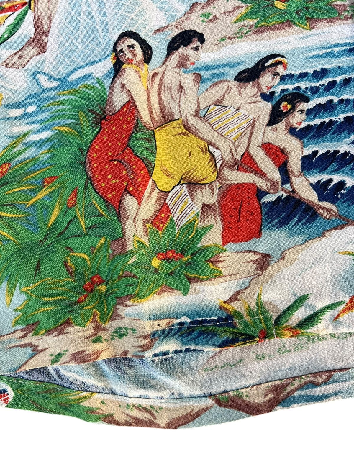 Sun Surf VTG Sun Surf Hula Girls Fisherman Crepe Rayon Hawaiian Shirt Size US M / EU 48-50 / 2 - 10 Thumbnail