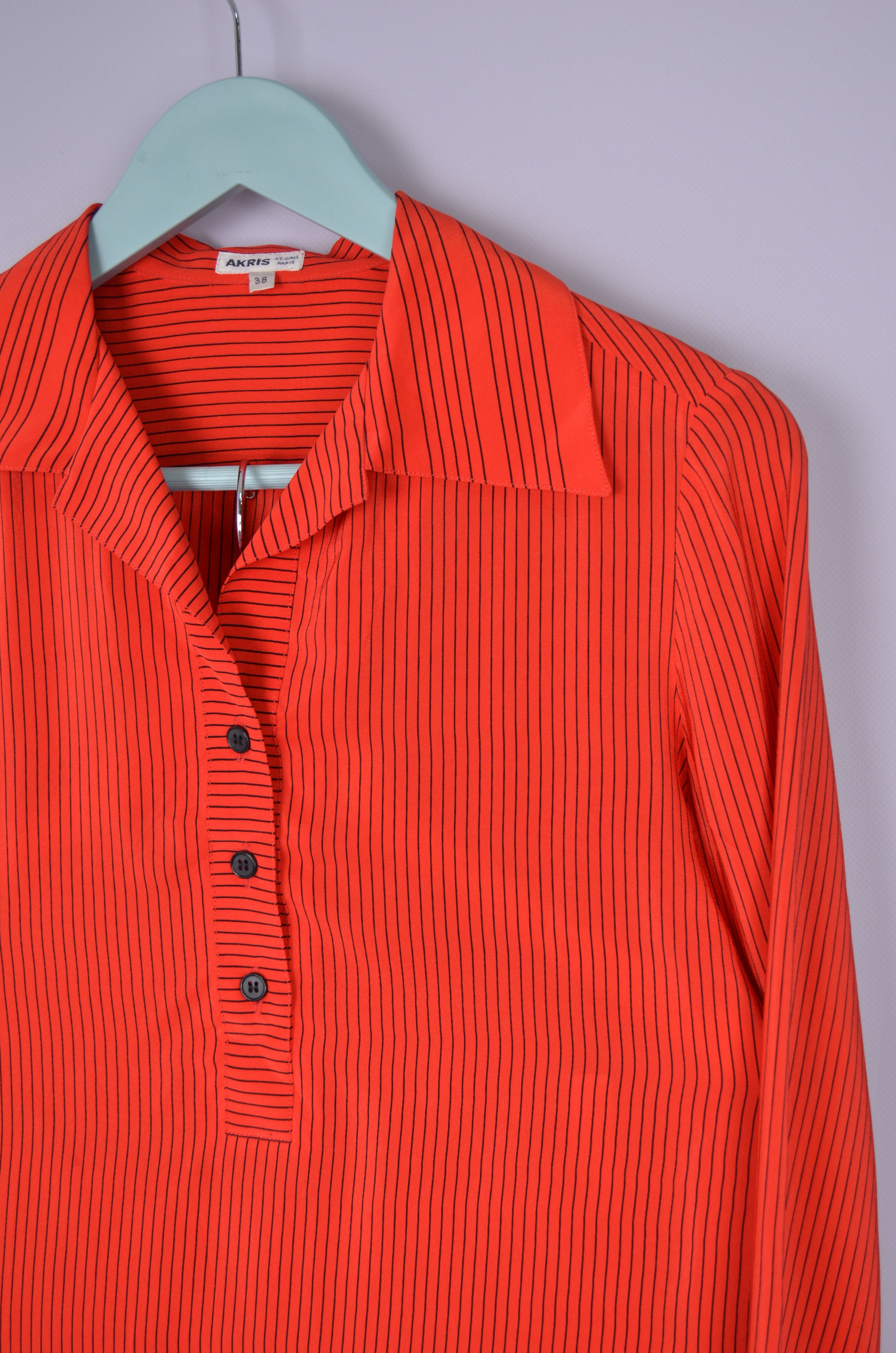 Akris × Designer Akris Feldpausch 100% Silk Stripe Suit Blouse Skirt Size 38 Size M / US 6-8 / IT 42-44 - 5 Thumbnail