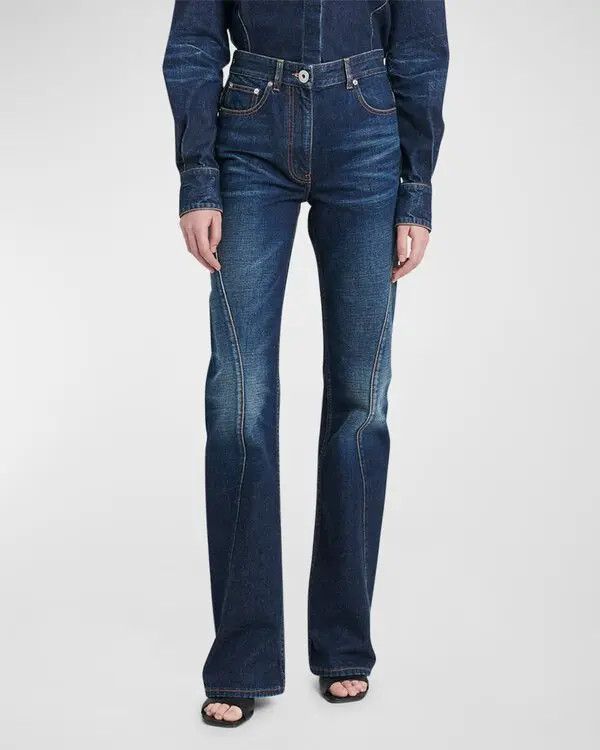 Salvatore Ferragamo o1s1rm0126 Seam Detail Straight-leg Jeans in Blue Size 30" / US 8 / IT 44 - 2 Thumbnail