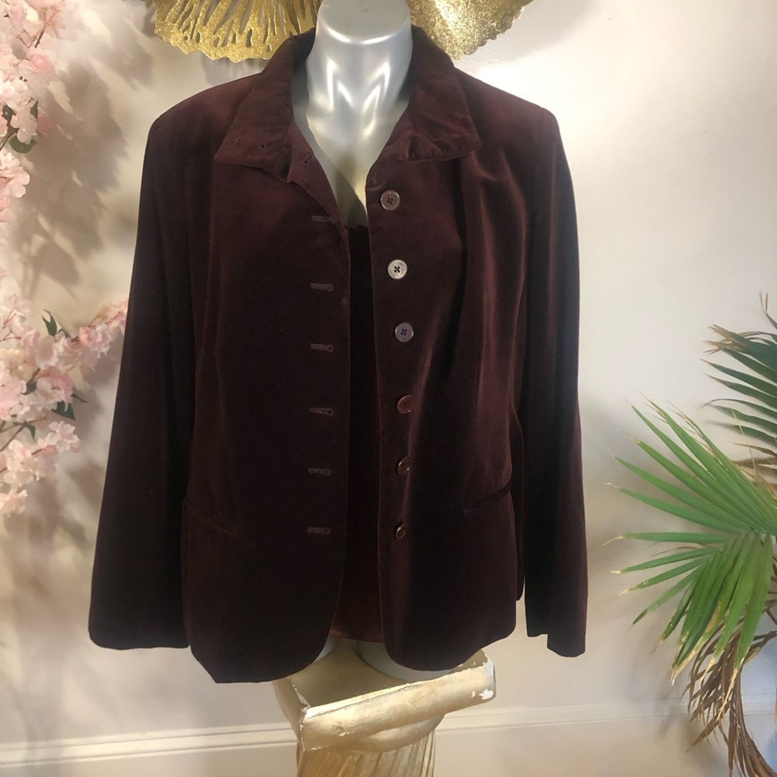 Polo Ralph Lauren Velvet blazer Jacket. Button down high neck. Size XL / US 12-14 / IT 48-50 - 1 Thumbnail