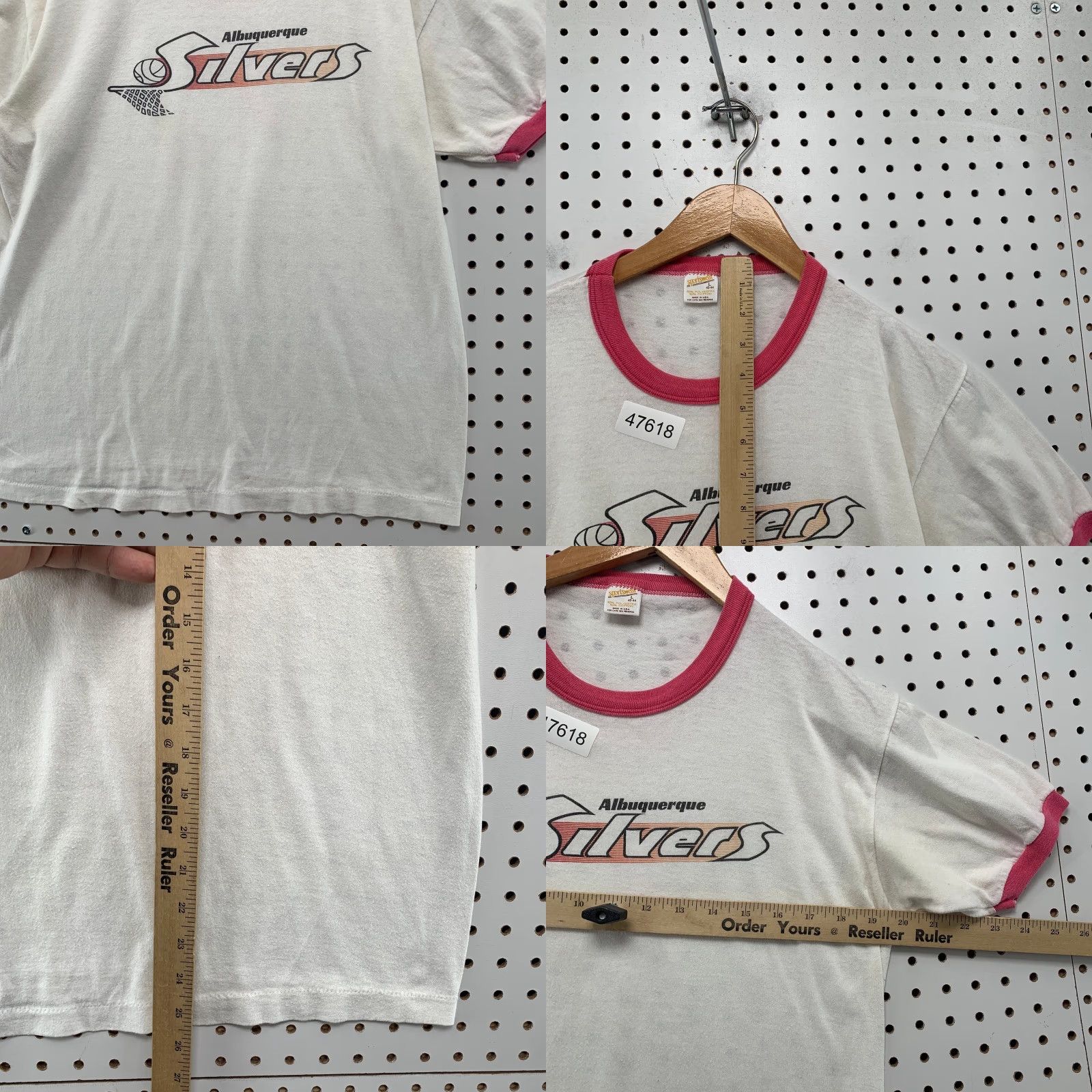 Vintage VINTAGE Albuquerque Silvers T Shirt Mens M White ABA Basketball Shirt Mens M White 70s 80s Size US M / EU 48-50 / 2 - 8 Thumbnail