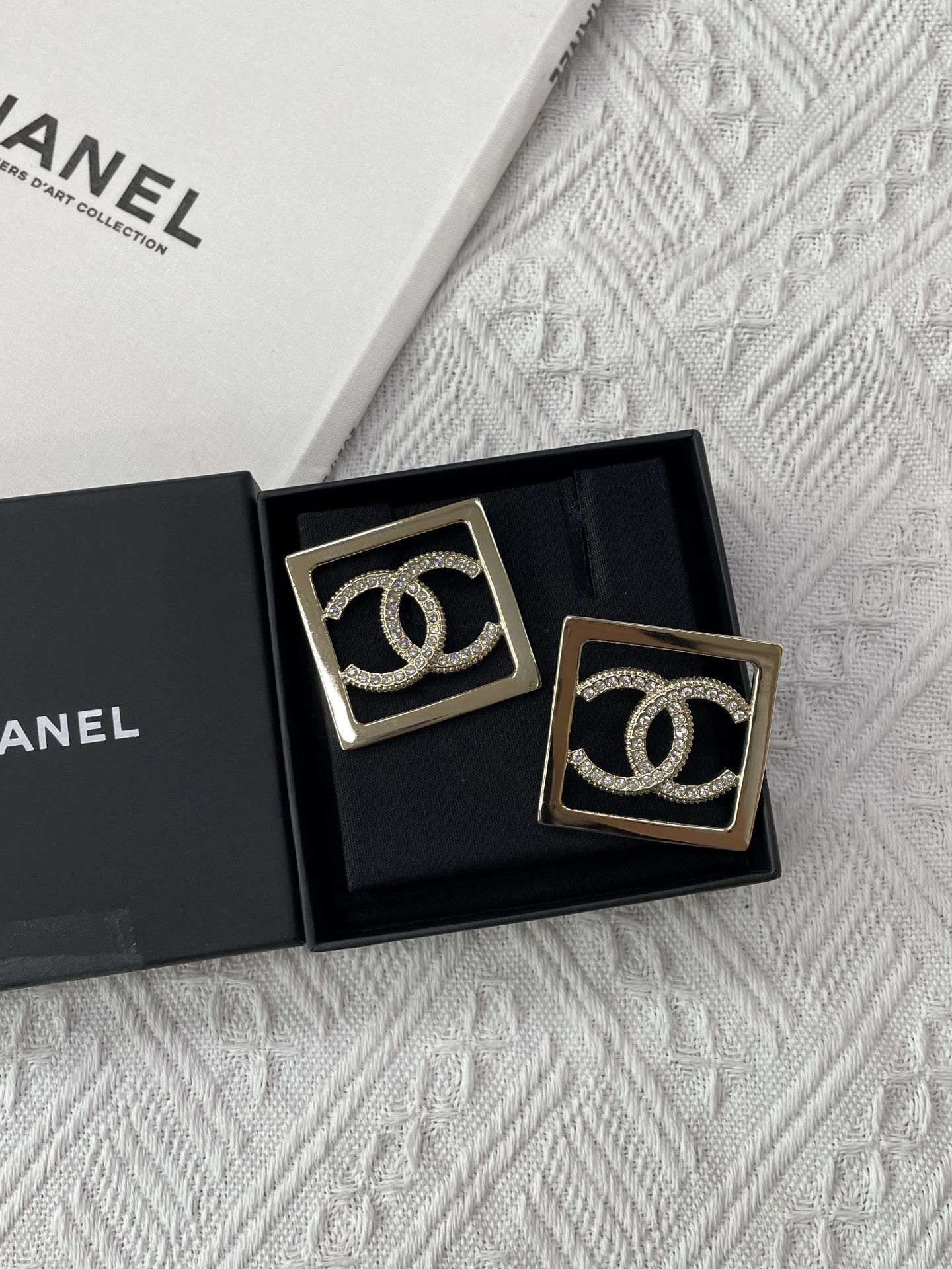 Chanel Chanel Large Square Double C Logo Earrings Size ONE SIZE - 1 Thumbnail