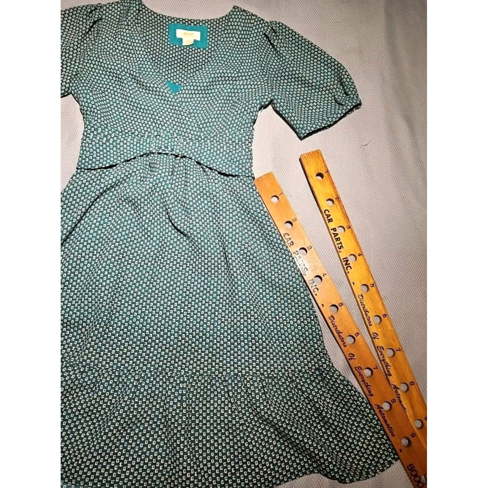 Vintage Maeve Dress Turquoise Green Floral Belted A-Line Short Sleeve V-Neck 2 Purple? Size XS / US 0-2 / IT 36-38 - 5 Thumbnail