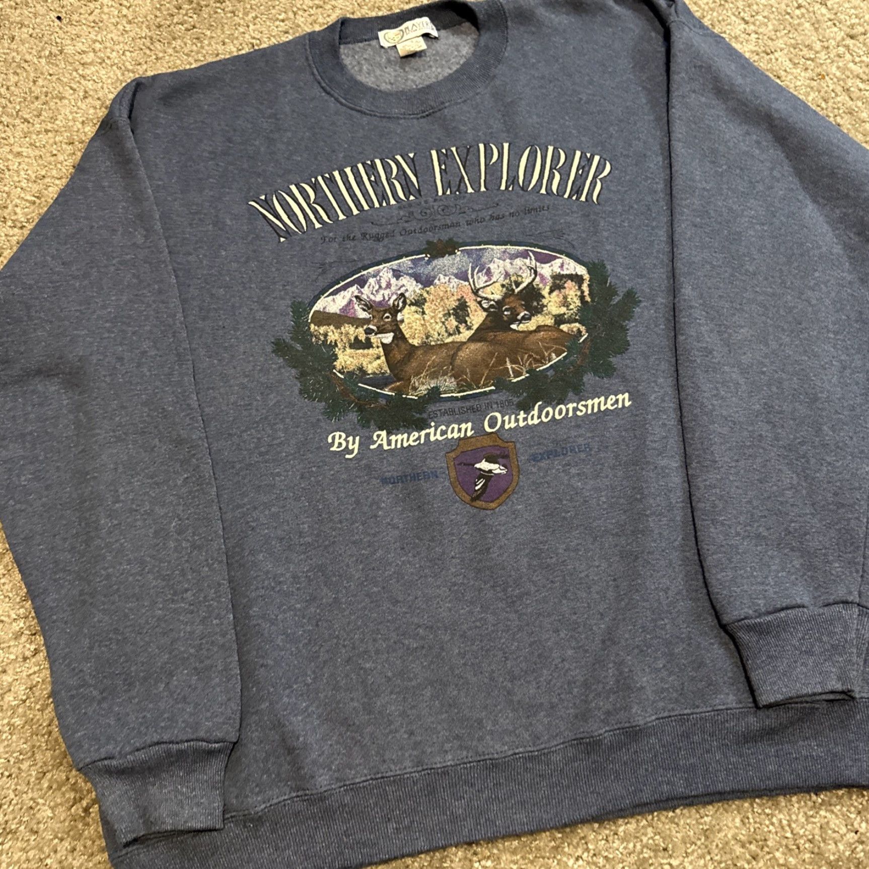 Van Heusen VINTAGE Van Heusen Sweatshirt Crewneck Northern Explorer Earth Nature Blue XL Men Pullover Size US XL / EU 56 / 4 - 4 Thumbnail