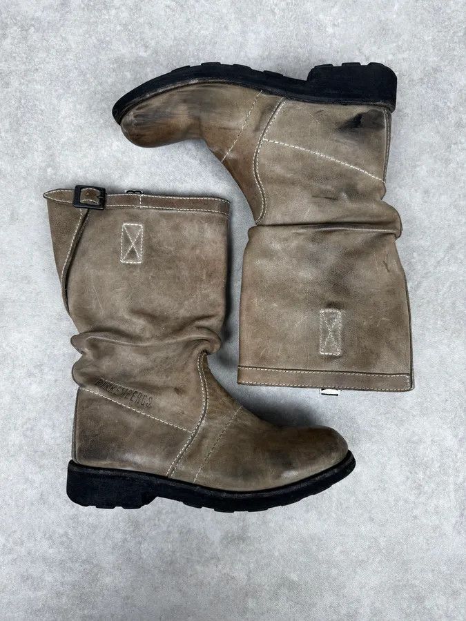 Dirk Bikkembergs 2000s Dirk Bikkembergs Eroded Grey Brown Leather Ankle Boots Size US 6 / EU 39 - 2 Thumbnail
