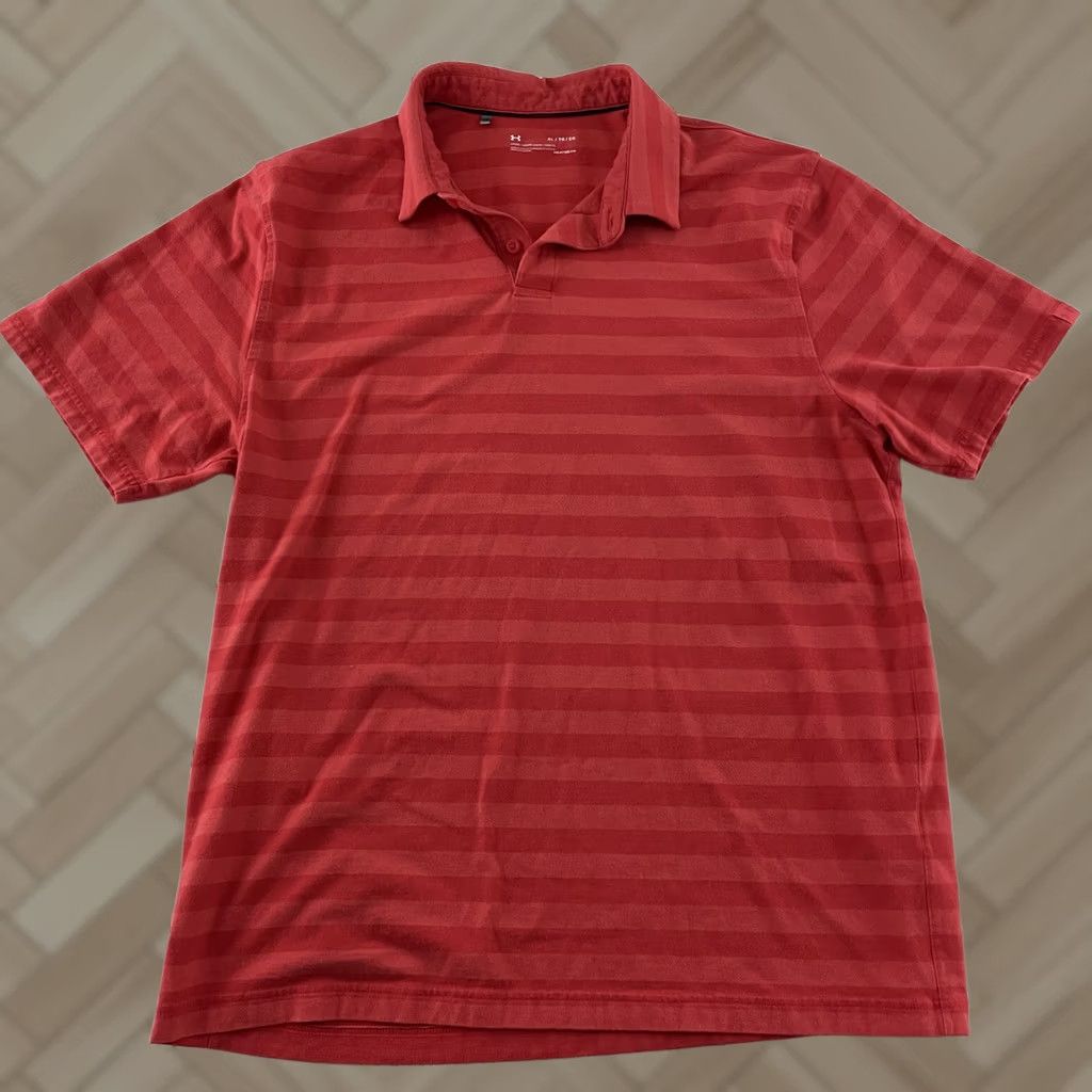 Under Armour Under Armour Striped Short Sleeve Button Front Polo Shirt Men's XL Red Size US XL / EU 56 / 4 - 1 Thumbnail