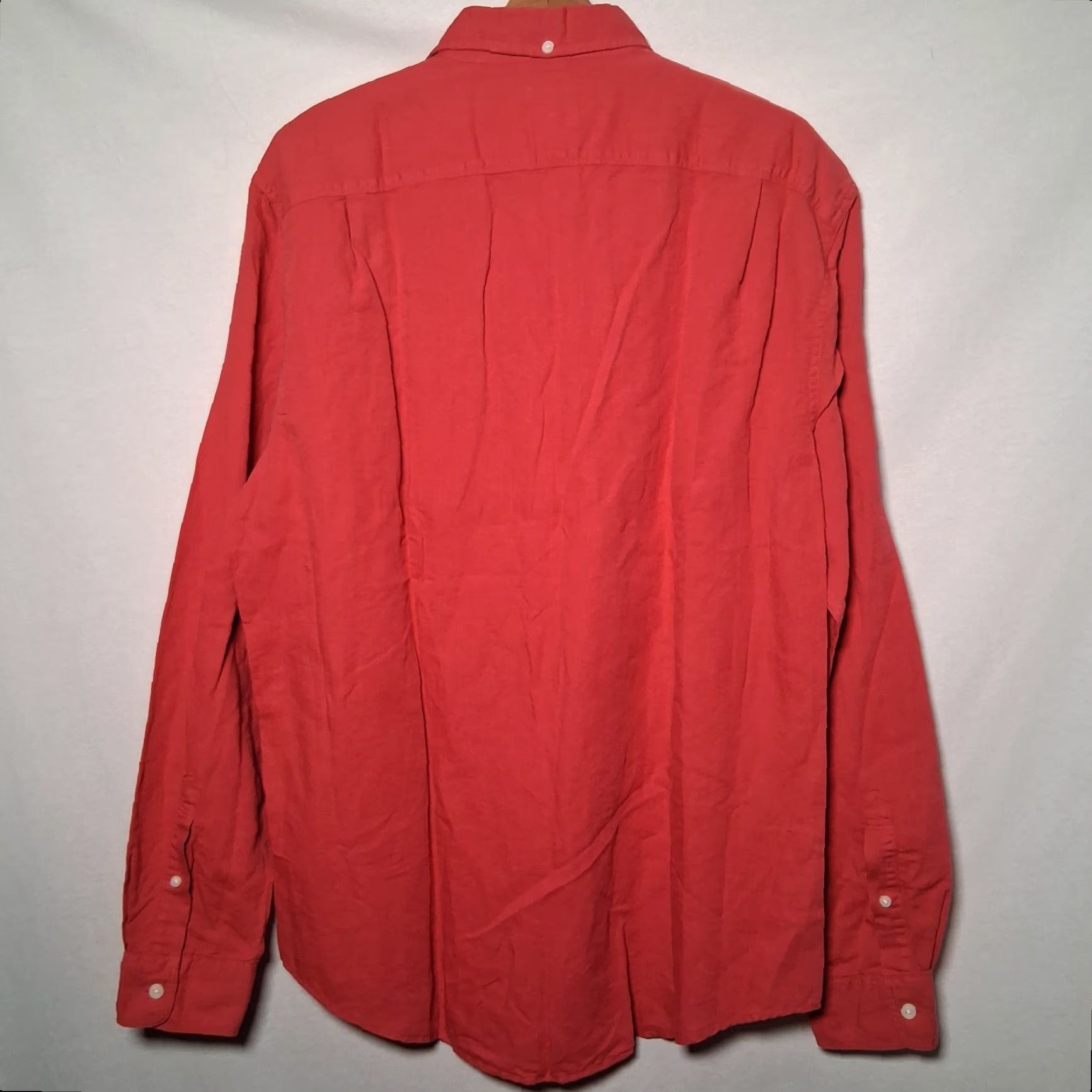 Lands' End Lands' End Canvas Shirt Men L Woven Linen Blend Washed Red Long Sleeve, Button-Up, Classic Linen Blend, Office, Business Casual, Cardigan? Size US L / EU 52-54 / 3 - 2 Thumbnail