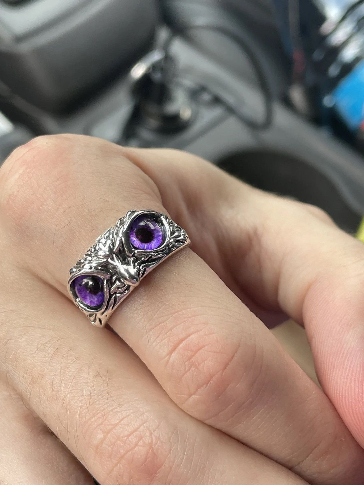 Jewelry Purple Owl Eye Adjustable Ring Size ONE SIZE - 1 Thumbnail