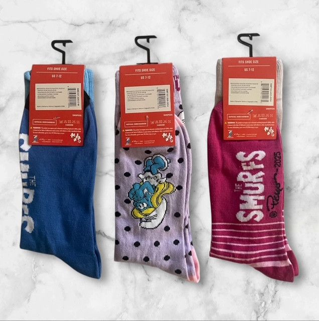 Other Smurfs Cartoon Crew Socks Men's Size 7-12 3-Pairs Size ONE SIZE - 3 Thumbnail