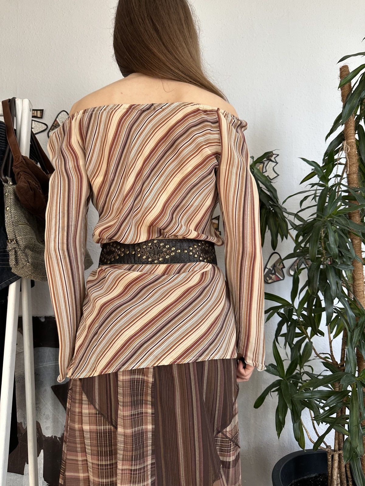 Seditionaries Vintage Shouldered Striped Blouse Cowgirl Bohemian 00s Size ONE SIZE - 4 Thumbnail