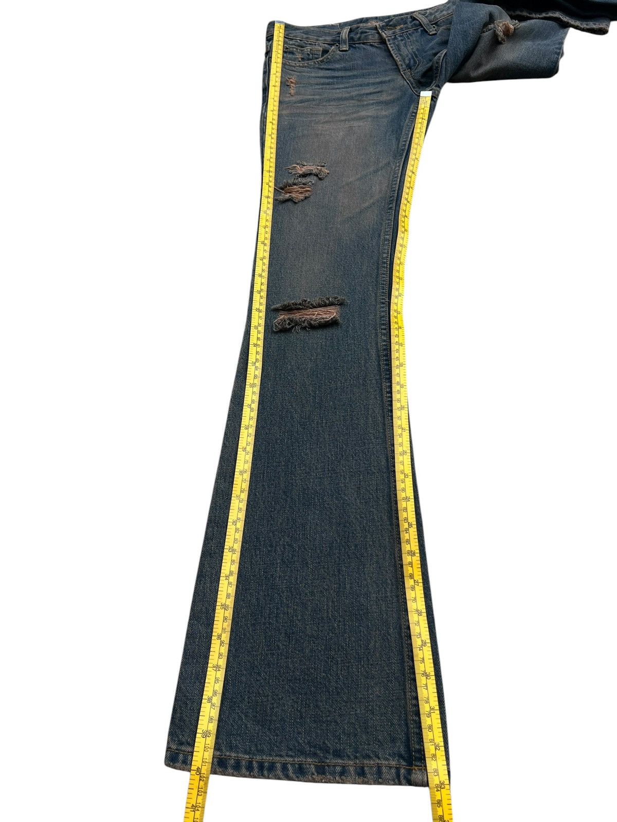 Japanese Brand Virca Lowrise Mudmax Distressed Denim Flare Jeans 27x33 Size 27" / US 4 / IT 40 - 10 Thumbnail