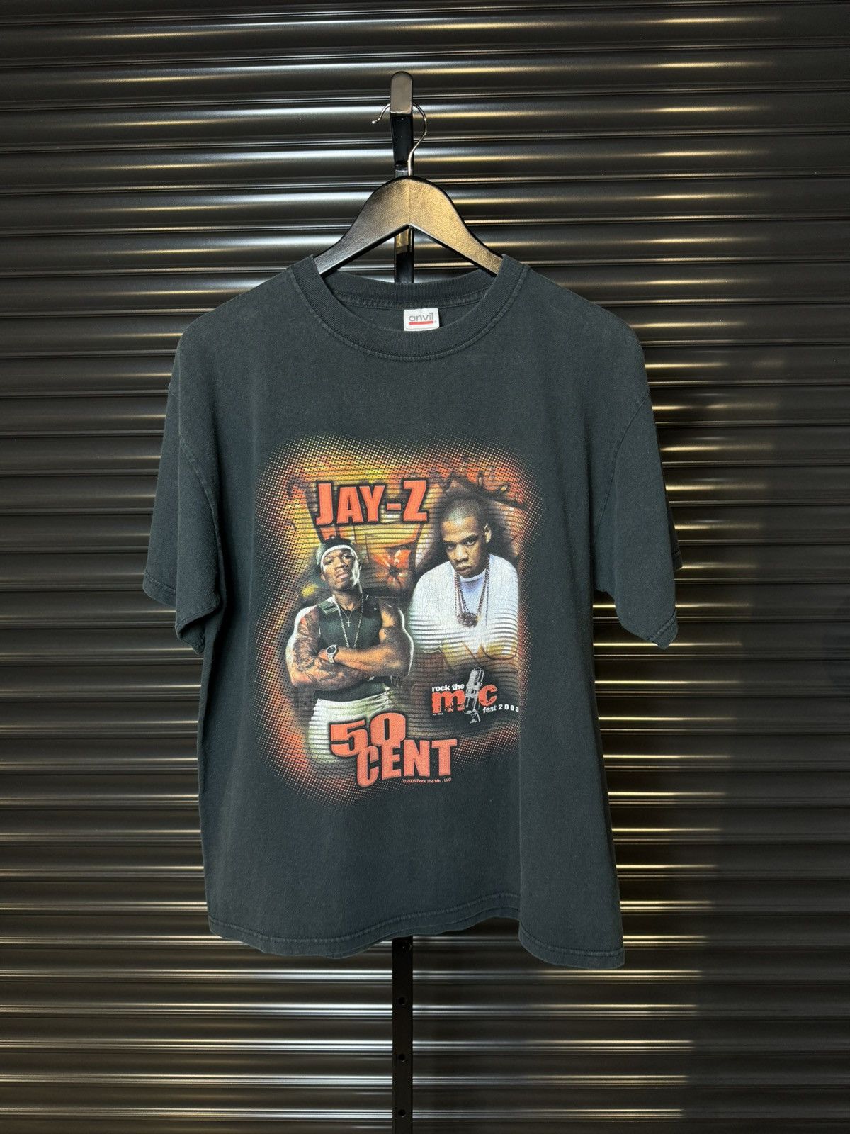 Vintage Jay-Z 50 Cent Rock The Mic Fest Rap Tee Large
