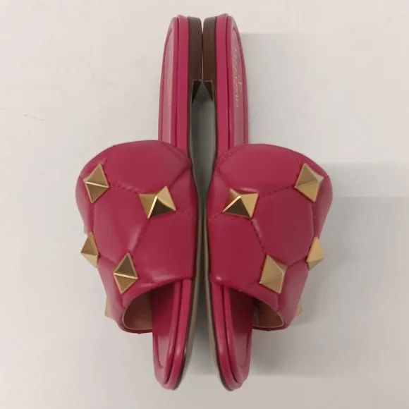 Valentino Valentino Roman Stud Quilted Leather Slides - EU37.5/US7.5 Size US 7.5 / IT 37.5 - 4 Thumbnail
