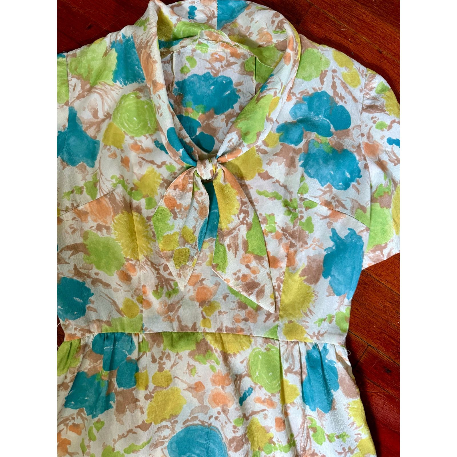 Vintage Vintage 50's 60’s White Blue Scarf Sheath Dress XS Small Size S / US 4 / IT 40 - 5 Thumbnail