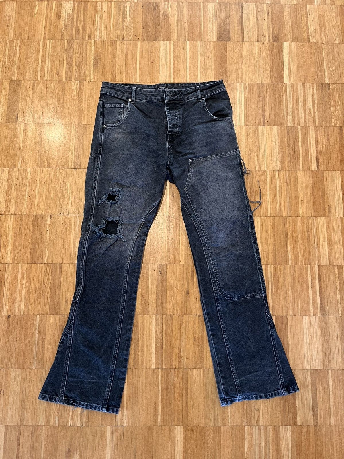 image of Aungbong Distressed Worker Denim in Black, Men's (Size 32)