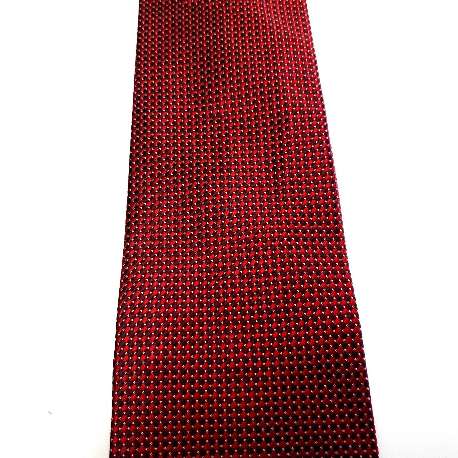 Van Heusen Van Heusen Red Silk Tie Woven Short Check Size ONE SIZE - 2 Thumbnail