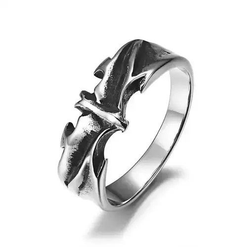 Jewelry Vintage Gothic Stainless Steel Vampire Bat Ring Size ONE SIZE - 4 Thumbnail