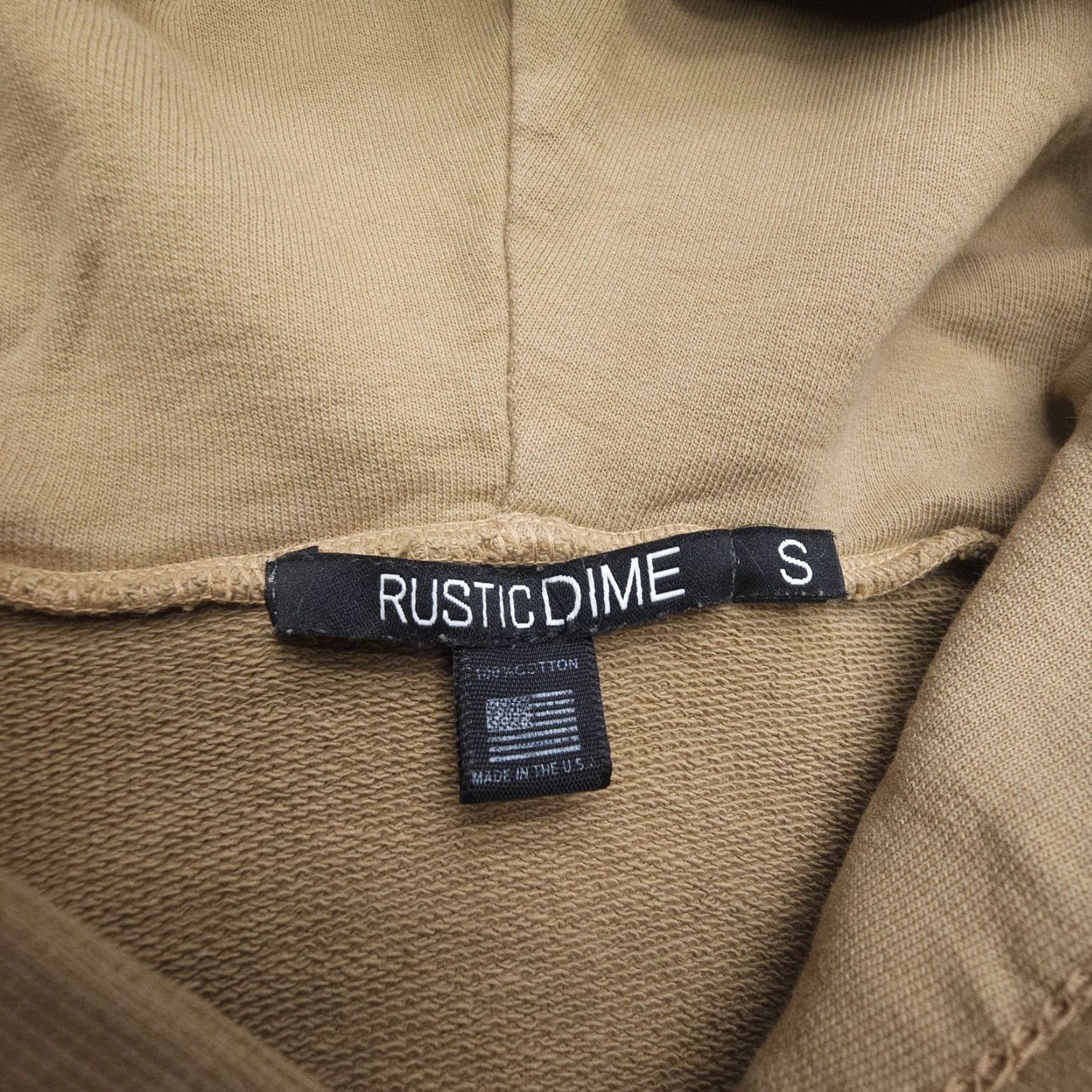 Dime Rustic Dime Hoodie Mens Small Tan USA Made 100% Cotton Pullover Workwear Size US S / EU 44-46 / 1 - 2 Thumbnail