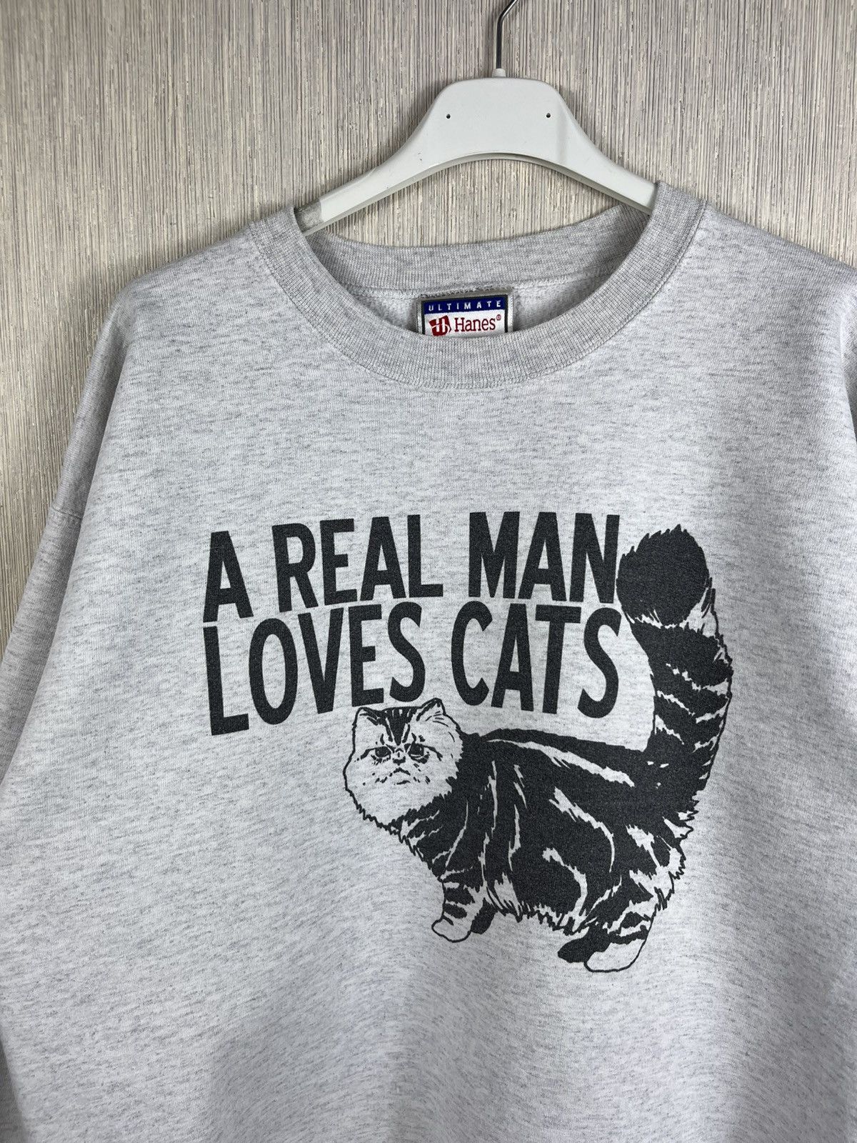 Vintage Vintage 90s Hanes Ultimate cotton A real man loves cats y2k Size US M / EU 48-50 / 2 - 5 Thumbnail