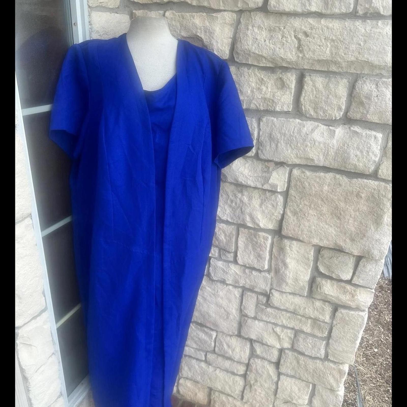 Other Vintage More Promises Blue Dress 18W Made in USA Size XXL / US 16-18 / IT 52-54 - 2 Thumbnail