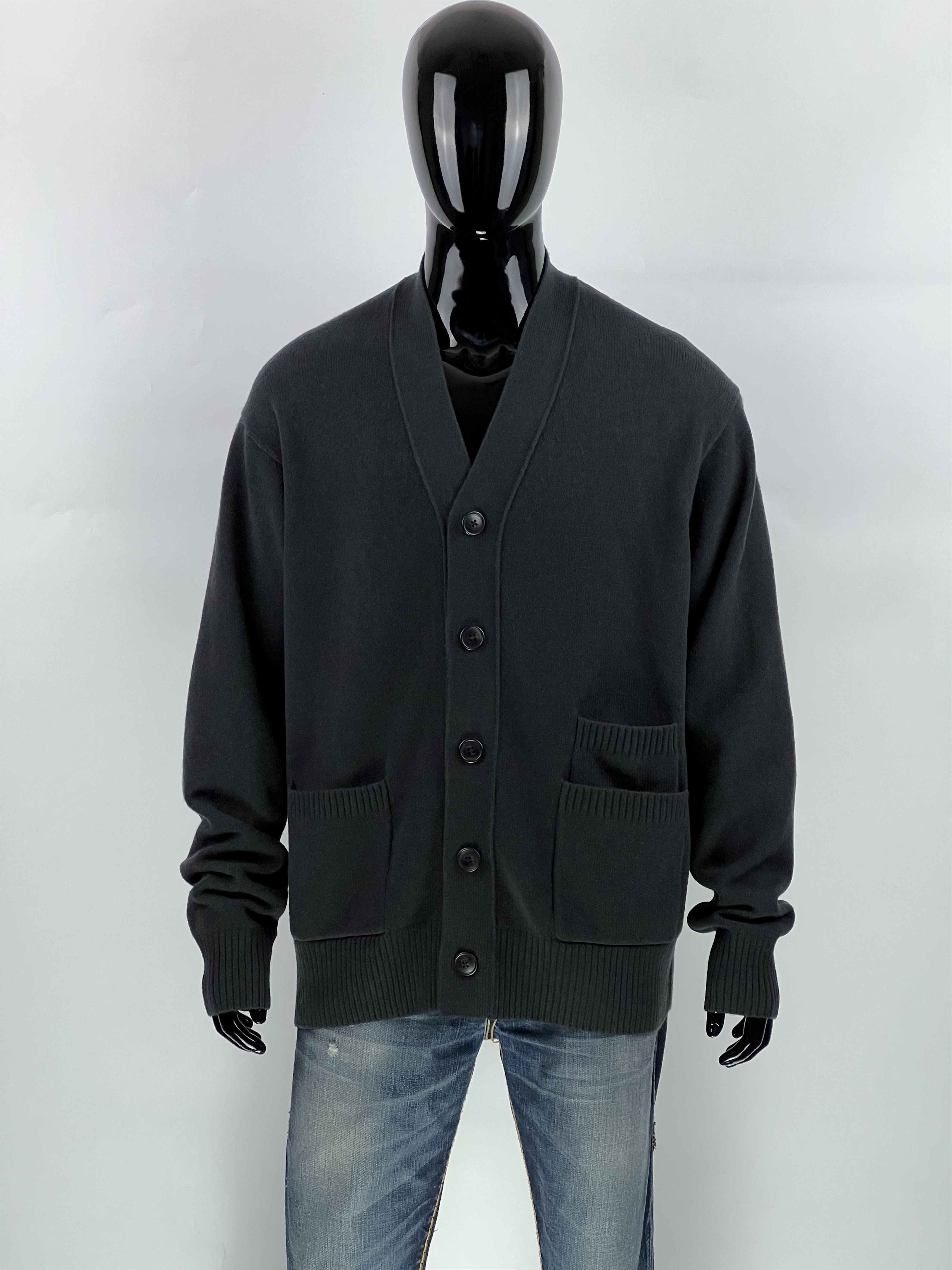 Uniqlo V Neck Oversized Cardigan UNIQLO Mens L Gray Wool Blend