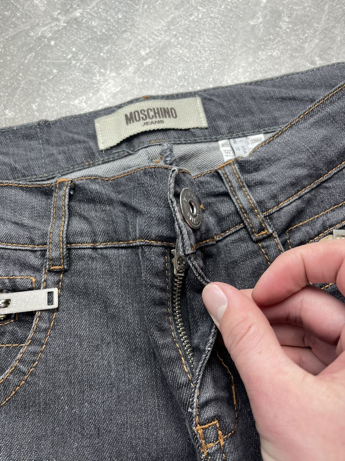 Moschino × Vintage Moschino Vintage 00s Gray Flared Denim Jeans Size 32" / US 10 / IT 46 - 11 Thumbnail