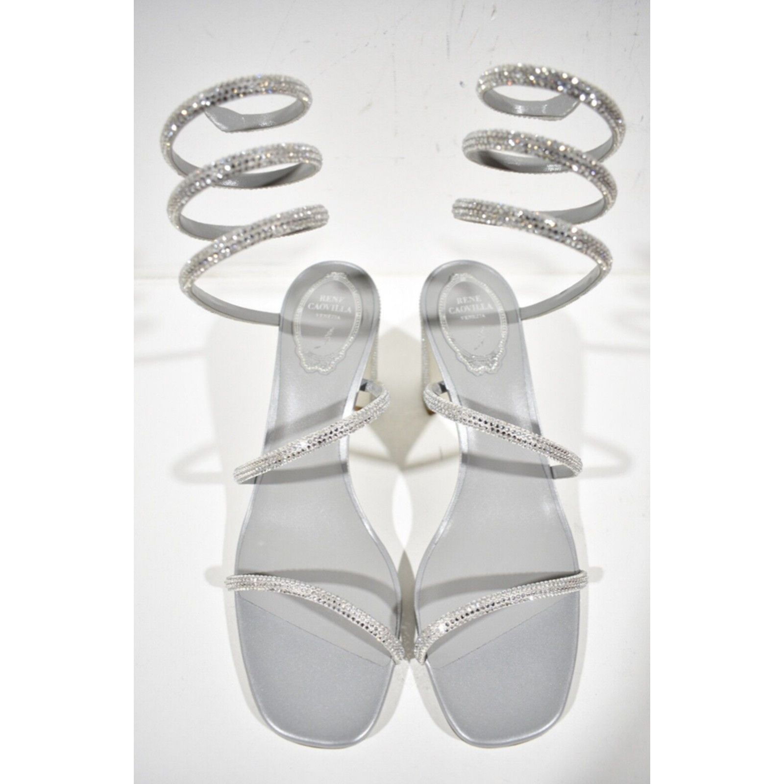 Rene Caovilla Cleo Crystal Wrap Strap Sandal Block Heel Pump 37 Size US 7 / IT 37 - 7 Thumbnail