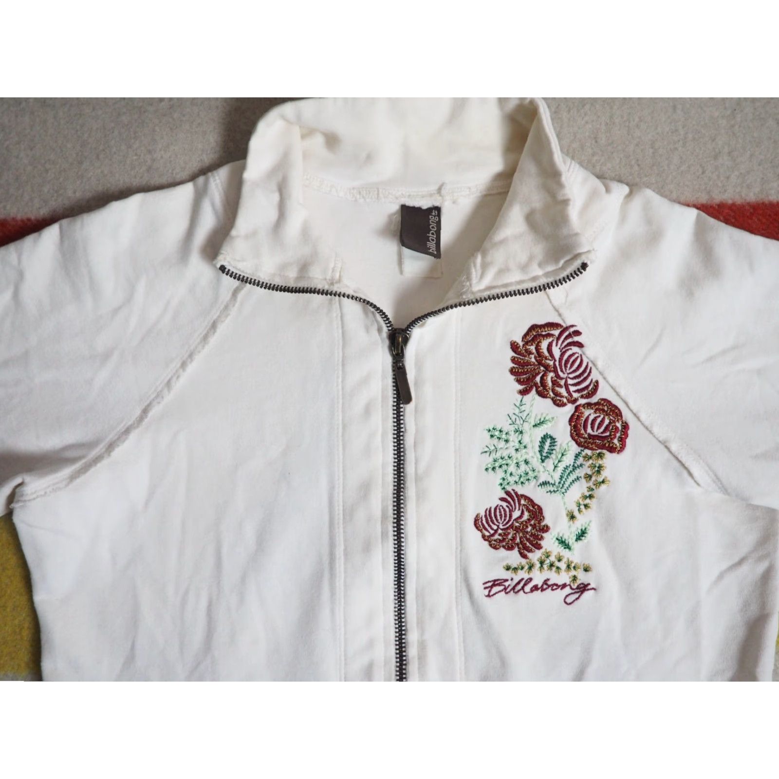 Billabong VINTAGE Billabong Sweatshirt Womens Full Zip Crew Neck Regular M Ivory Size M / US 6-8 / IT 42-44 - 6 Thumbnail