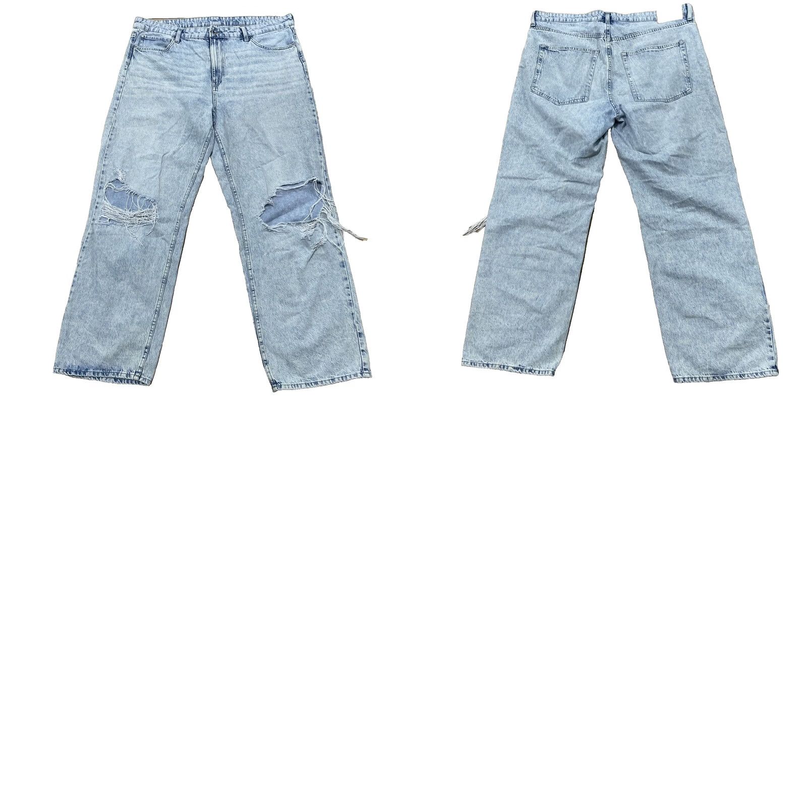 Denime &Denim Jeans Women 16 Y2k Distressed High Waist Loose Straight Light Blue 38x29 Jeans Size 38" / US 16 / IT 52 - 11 Thumbnail