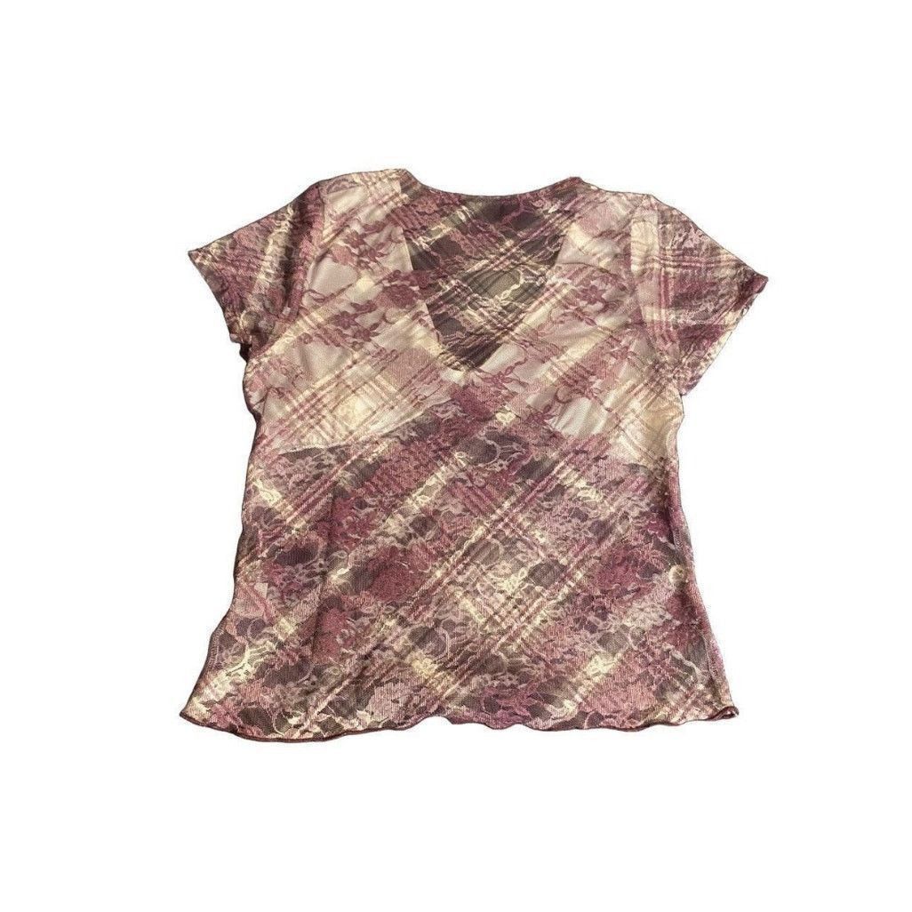 Other Sweet Lilac Mesh Lace Floral Top Y2K Romantic Grunge L Size L / US 10 / IT 46 - 7 Thumbnail
