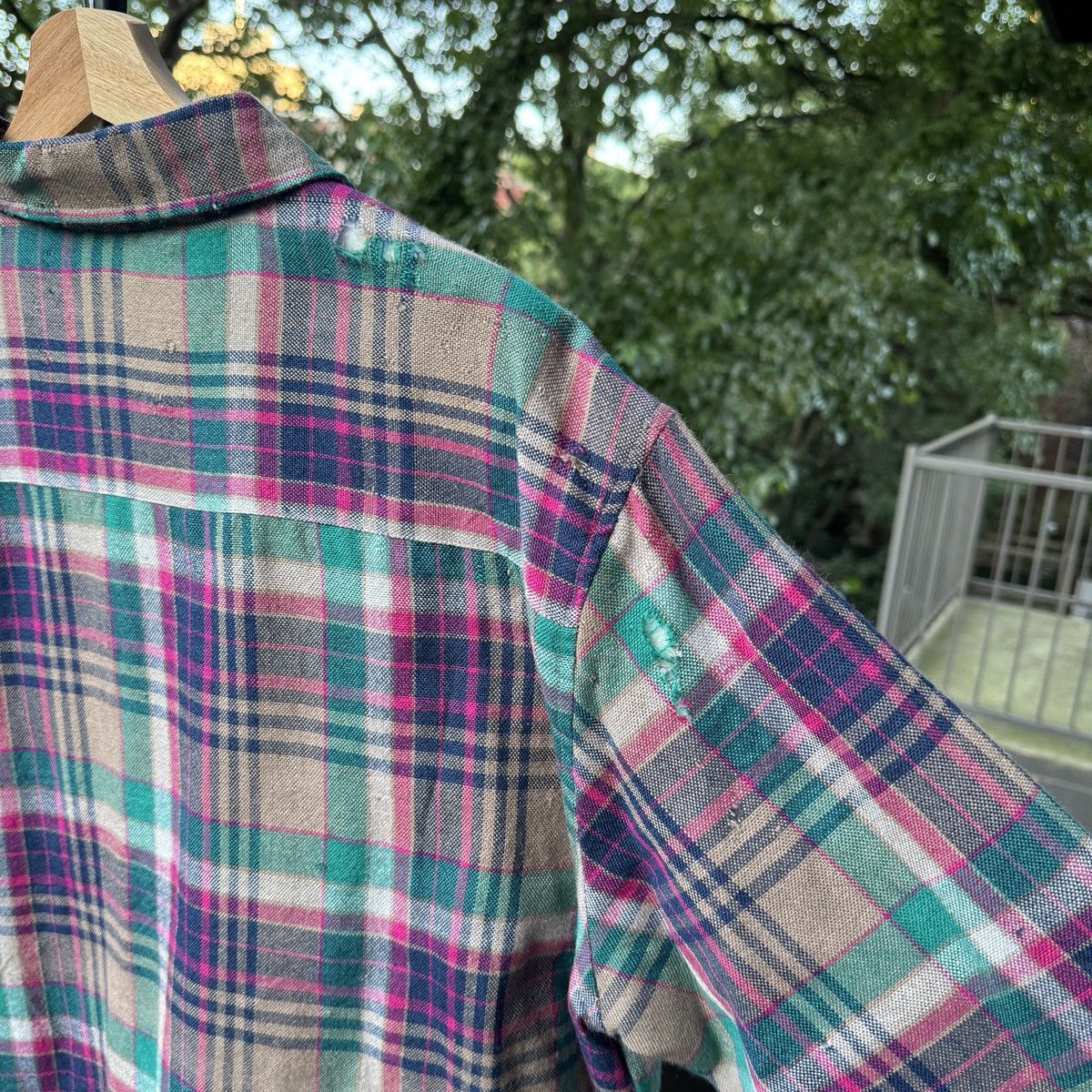Vintage Thrashed Faded Distressed Flannel Shirt ERD Grunge Chrome Size US L / EU 52-54 / 3 - 6 Thumbnail