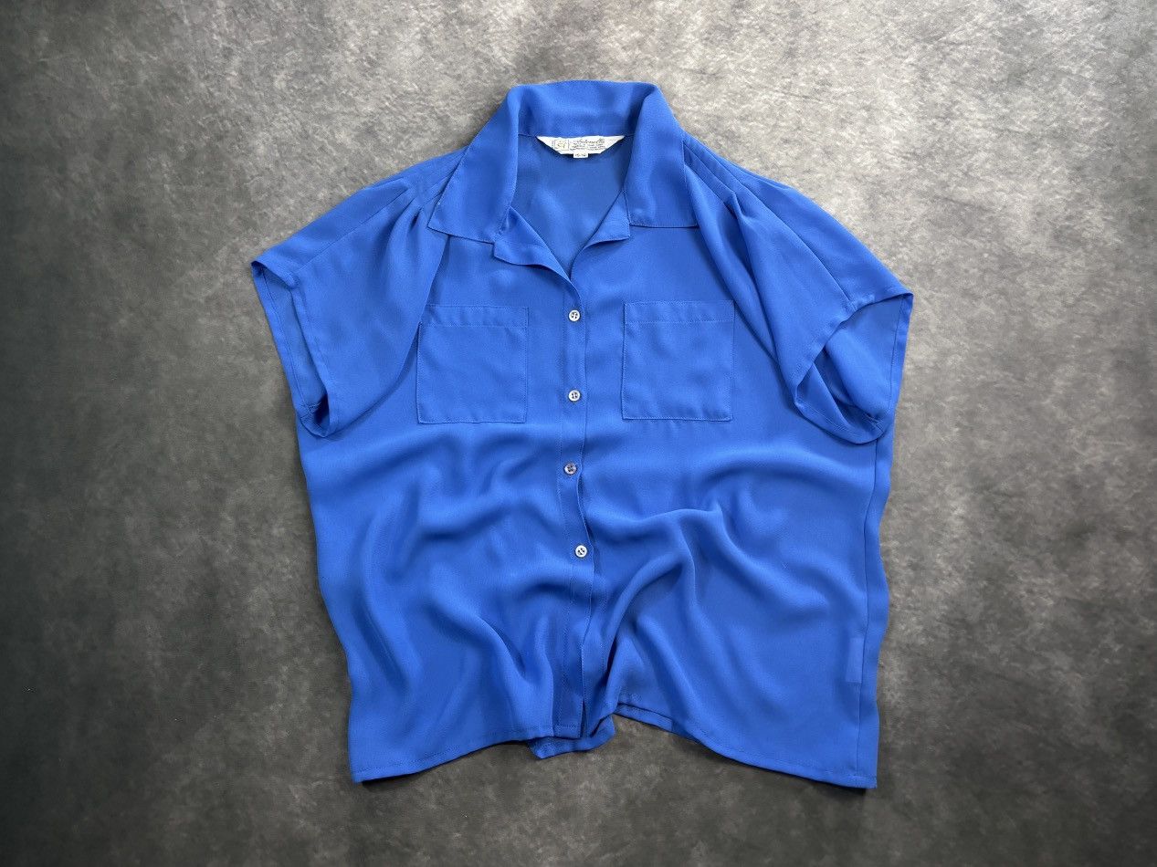Vintage 1980s Vintage Shortsleeve Shirt Buttonup Acetate Viscose 16 Size XL / US 12-14 / IT 48-50 - 12 Thumbnail