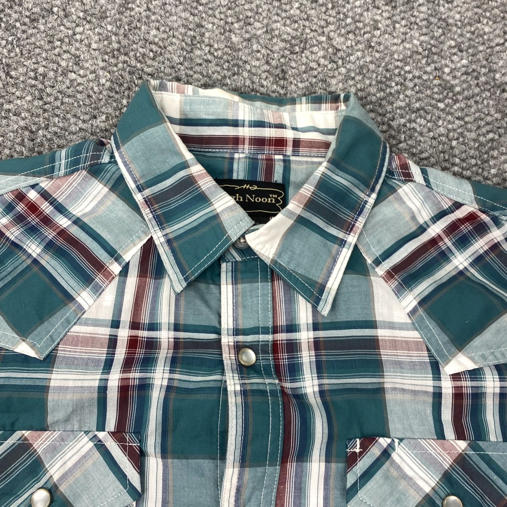Vintage VINTAGE High Noon Shirt Mens Small Green Plaid Western Pearl Snap Short Sleeve Cowboy Size US S / EU 44-46 / 1 - 4 Thumbnail
