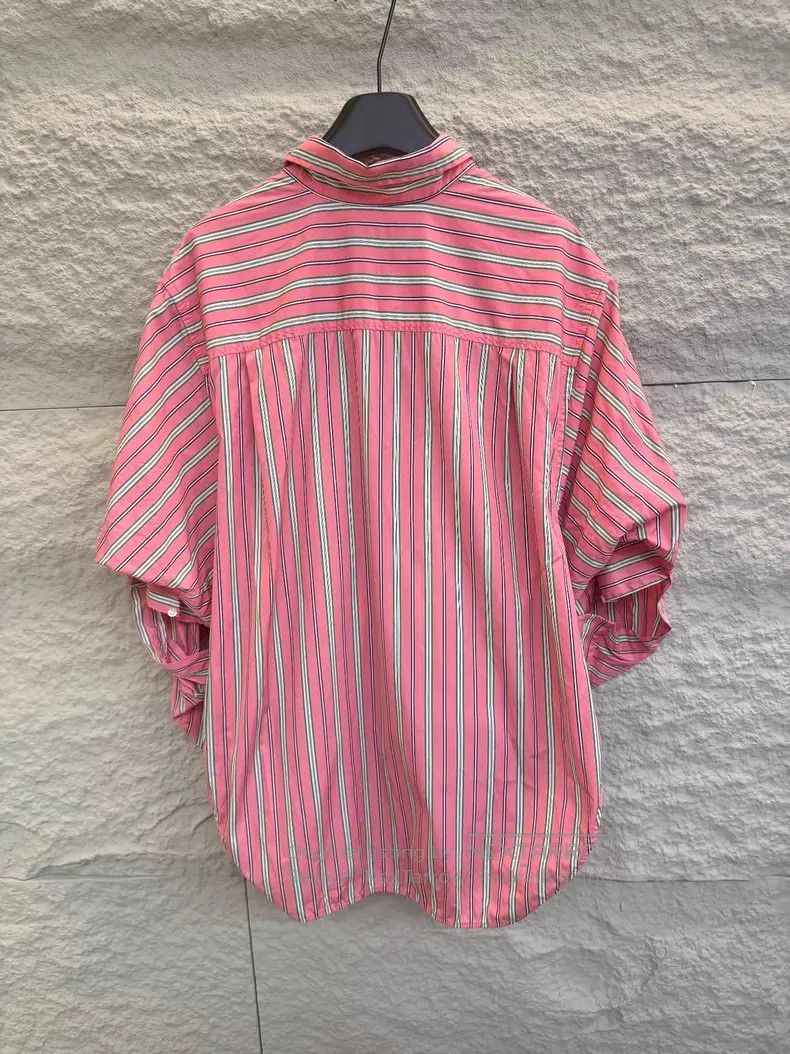 Balenciaga Balenciaga Pink Striped Deconstructed Long Sleeve Shirt Wo Size XXS / US 00 / IT 34 - 4 Thumbnail