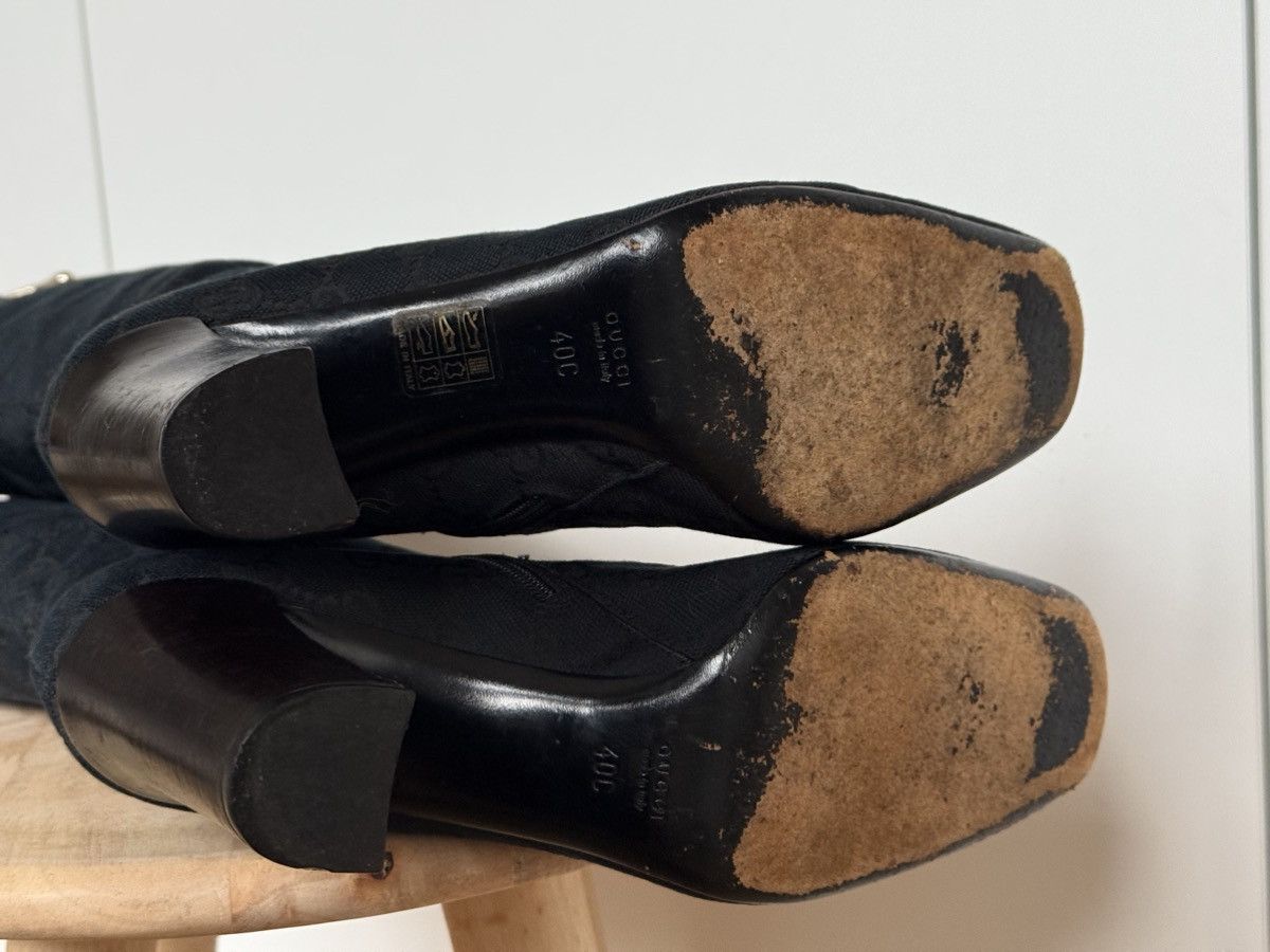 Gucci Gucci Black Canvas Monogram GG Horsebit Riding Boots Size US 10 / IT 40 - 10 Thumbnail
