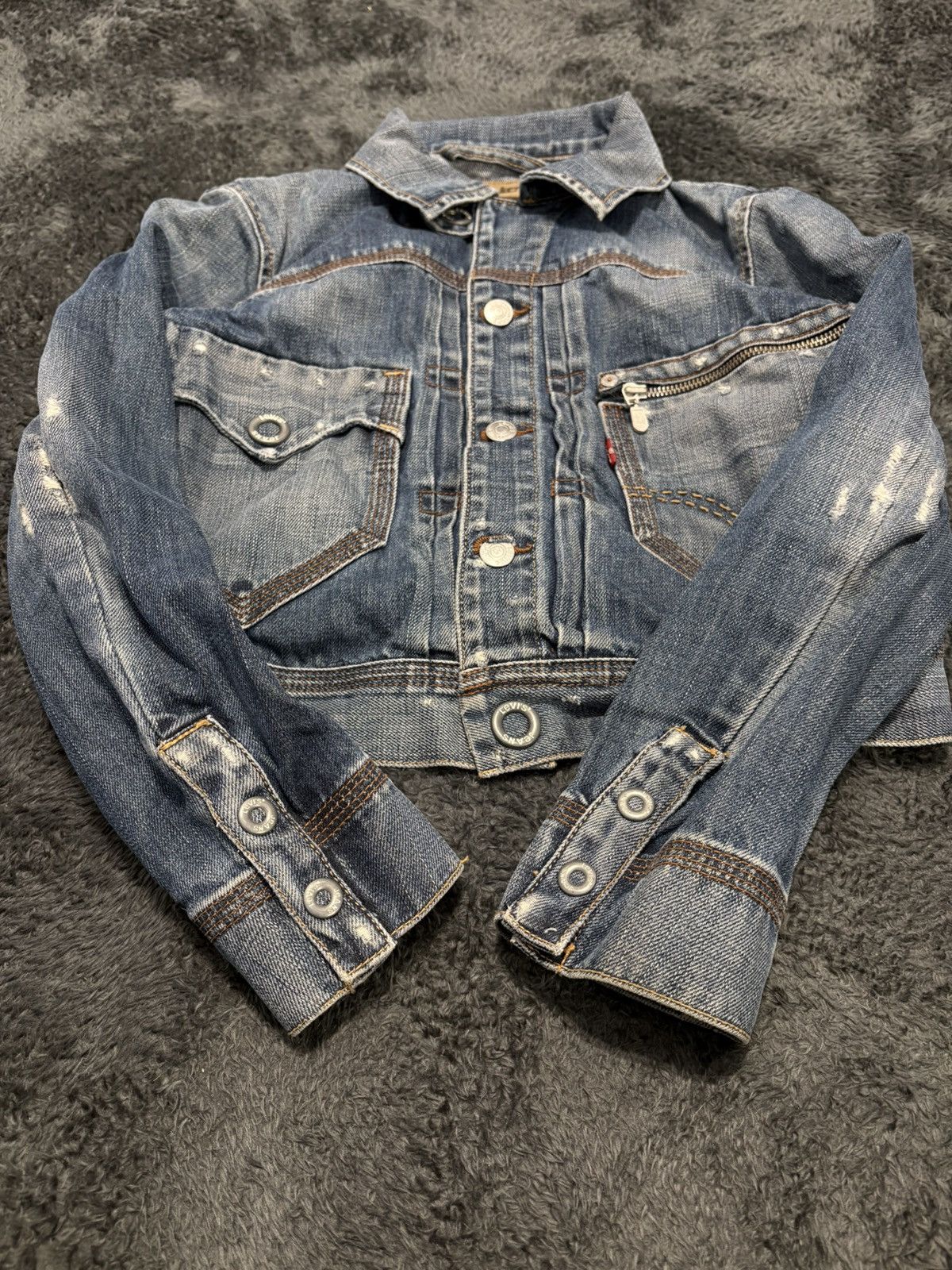 Levi's Vintage Clothing RARE Vintage Levis Cropped Style Y2K Denim Jacket Size S / US 4 / IT 40 - 6 Thumbnail