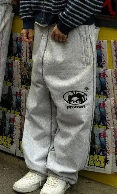 VIBE Y2K Baggy Grey Sweatpants Size US 32 / EU 48 - 3 Thumbnail