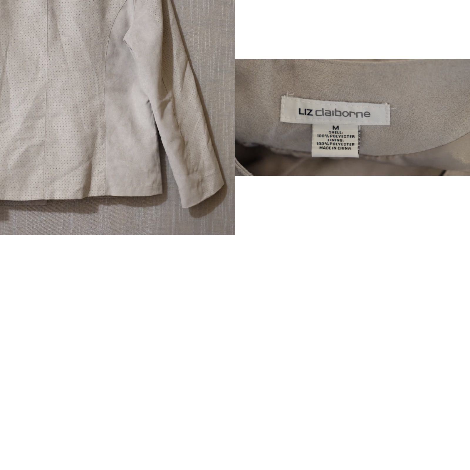 Liz Claiborne VINTAGE Liz Claiborne Faux Sueded Jacket Grey Lined Crew Neck Womens M Size M / US 6-8 / IT 42-44 - 8 Thumbnail