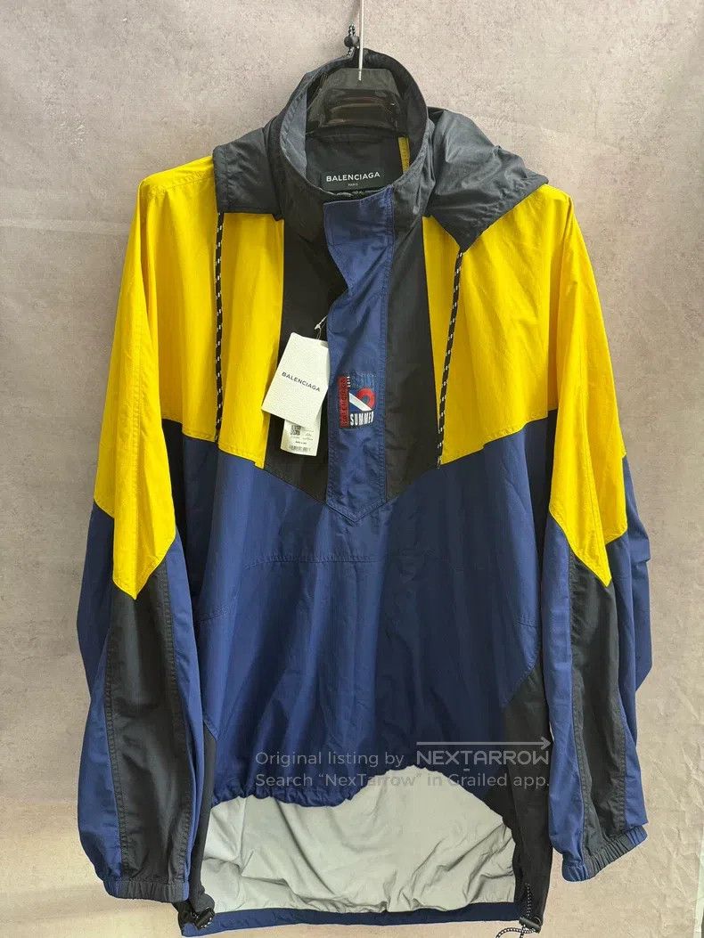 Balenciaga Yellow and blue color block windbreaker