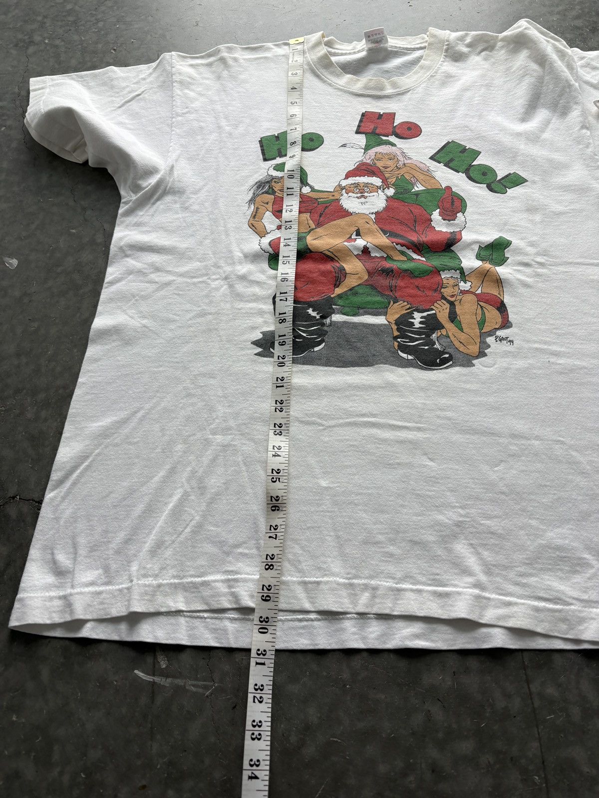 4GSELLER Vintage 90s Raunchy Santa Graphic Tee Shirt Size US XL / EU 56 / 4 - 8 Thumbnail