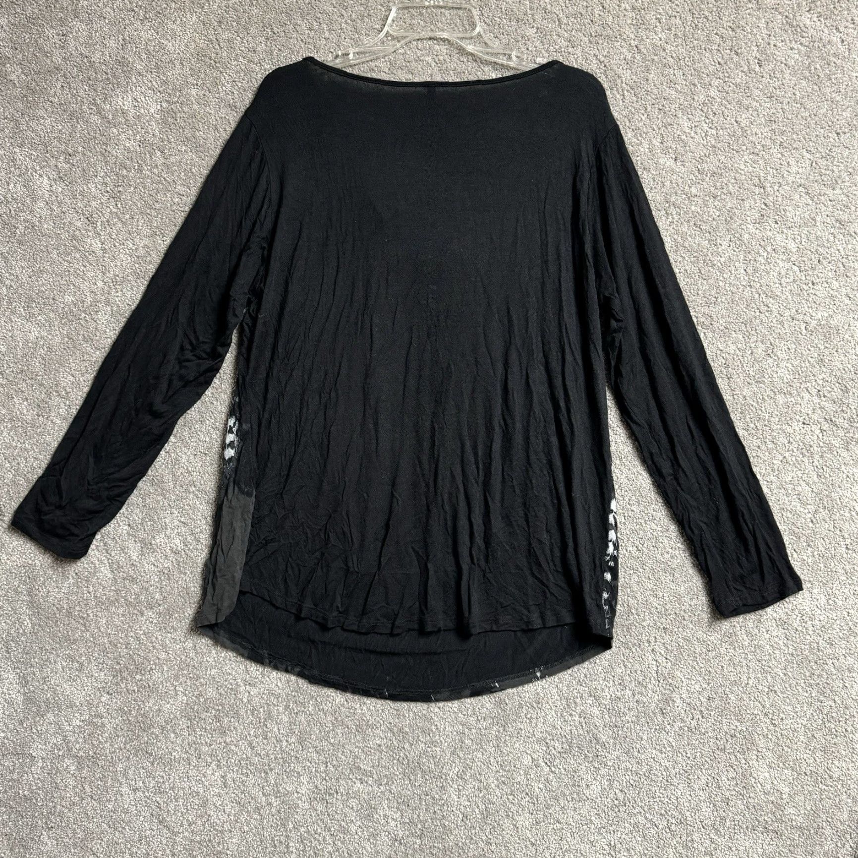 Vintage Avant Garde Edlista Blouse Womens 1X Plus Long Sleeve Black Abstract Draped Whimsigoth Fairy Grunge Y2K Size XL / US 12-14 / IT 48-50 - 3 Thumbnail