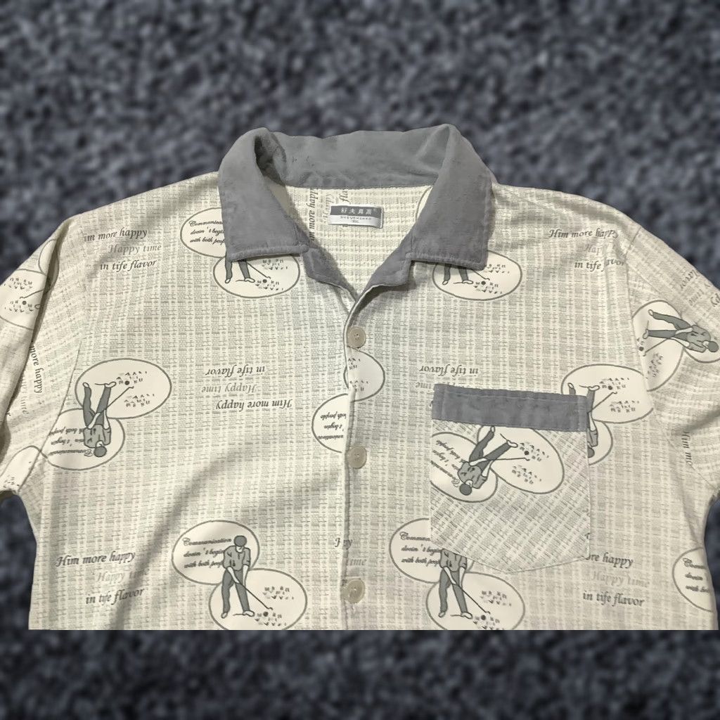 Vintage SHEYCHENKO Pajama Top Mens 2XL Beige Golf Print Button Front Long Sleeve Lounge Size US XXL / EU 58 / 5 - 1 Thumbnail
